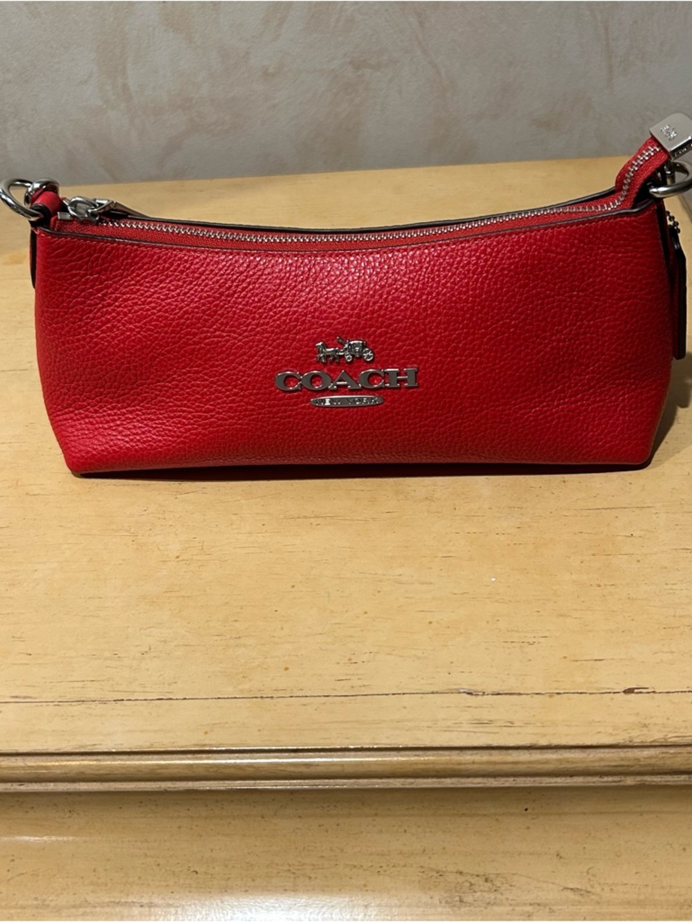 Coach charlotte red womens shoulder bag with multi colored resin strap